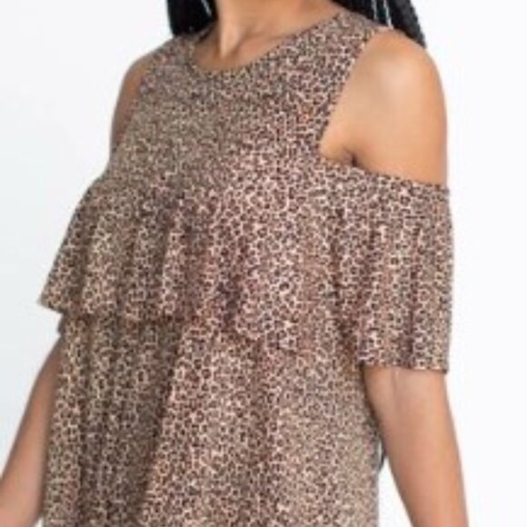 Agnes & Dora Leopard Print Cold Shoulder Tunic - Picture 6 of 7